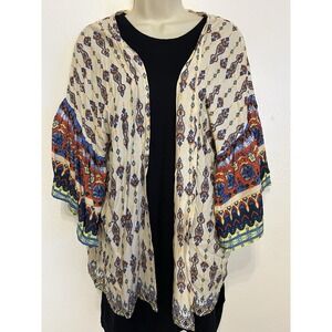 WEEKEND Suzanne Betro womens 1X KIMONO Open Cardigan Shirt BOHO